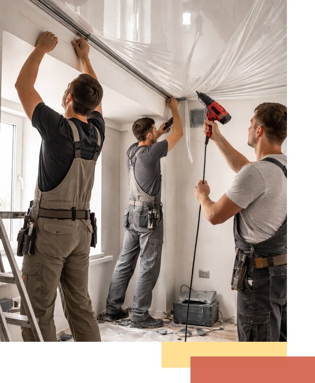 Монтаж глянцевого натяжного потолка в Махачкале быстро и качественно