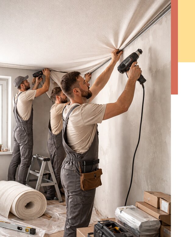 Монтаж фактурного натяжного потолка в Махачкале от 777 руб. — ОТДЕЛОЧНИК-Мхч