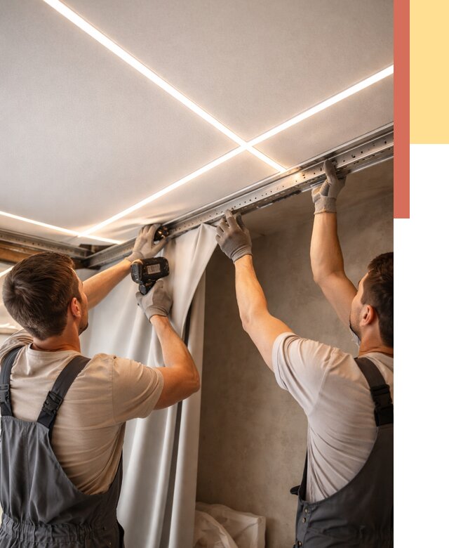 Монтаж натяжного потолка со световыми линиями в Махачкале от 1243 руб. | ОТДЕЛОЧНИК-Мхч