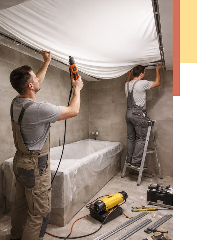 Монтаж натяжного потолка в ванной в Махачкале от 1243 руб. под ключ | ОТДЕЛОЧНИК-Мхч