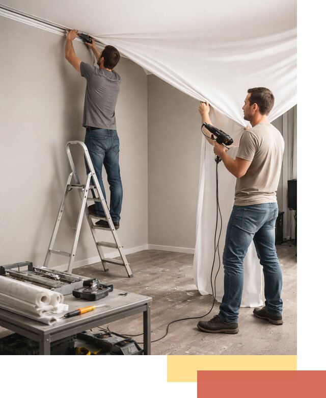 Монтаж натяжного потолка в студии в Махачкале