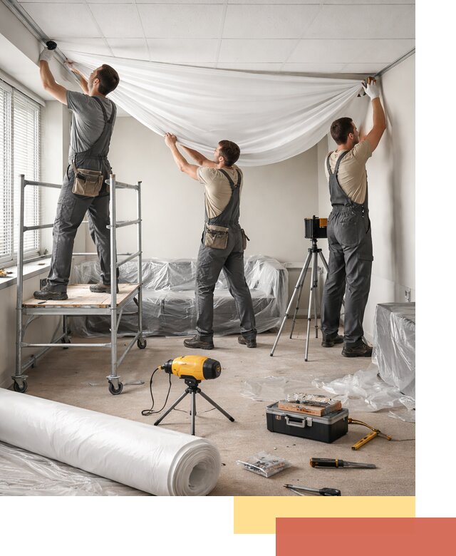 Монтаж натяжного потолка в офисе в Махачкале