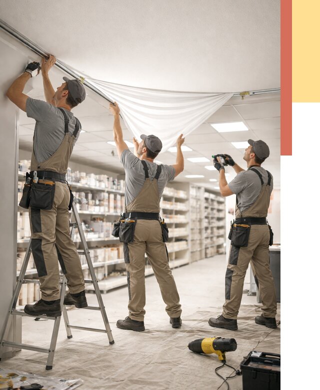 Монтаж натяжного потолка в магазине в Махачкале от 4660 руб. быстро и недорого | ОТДЕЛОЧНИК-Мхч
