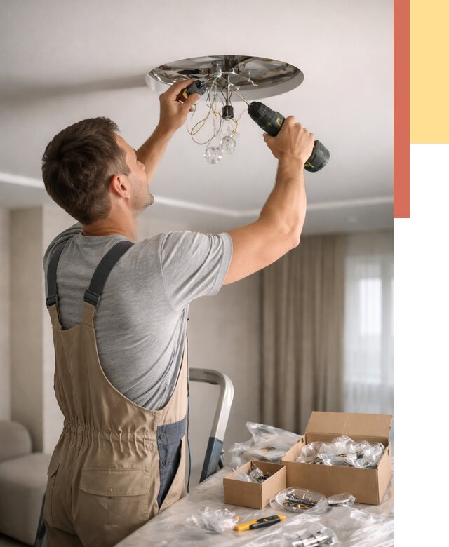 Установка люстры в натяжной потолок в Махачкале от 1243 руб. | Быстро и недорого — ОТДЕЛОЧНИК-Мхч