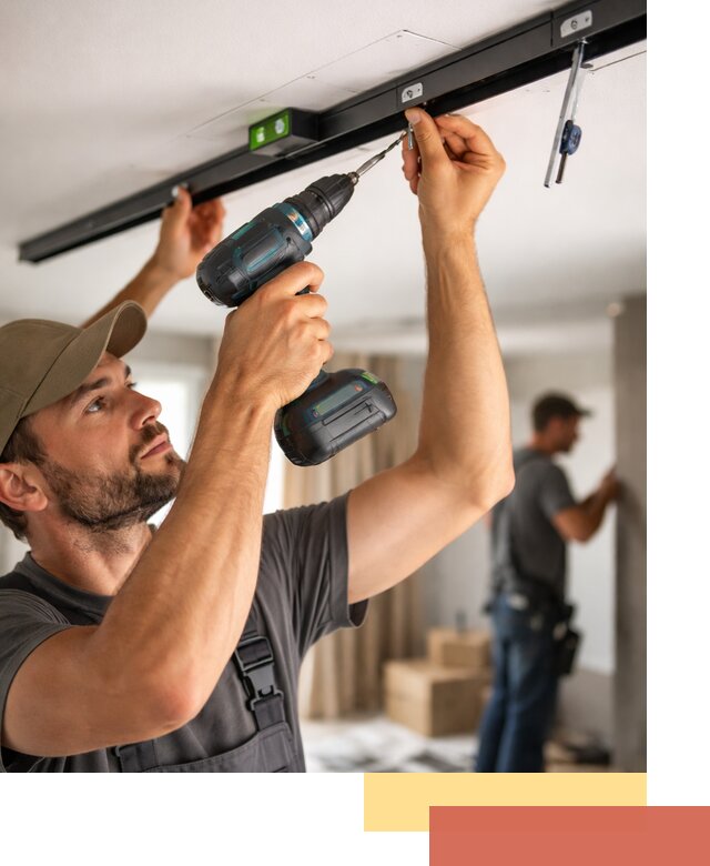 Установка трековых светильников в натяжной потолок в Махачкале