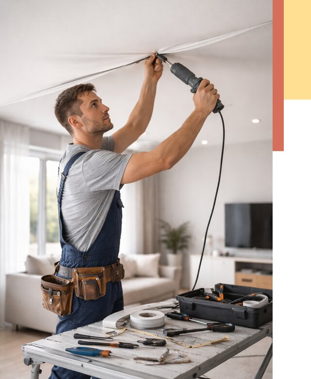 Ремонт натяжных потолков в Махачкале от 9837 руб. под ключ — ОТДЕЛОЧНИК-Мхч