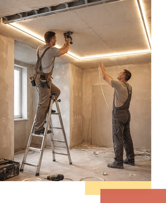 Потолок из гипсокартона с подсветкой в Махачкале