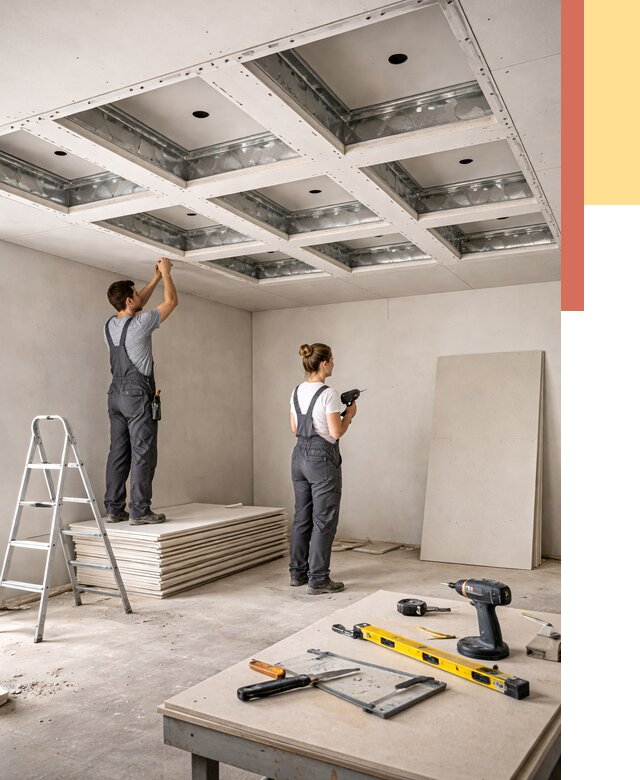 Кессонный потолок из гипсокартона в Махачкале от 1916 руб. — монтаж и под ключ | ОТДЕЛОЧНИК-Мхч