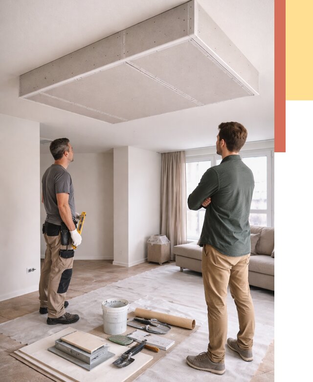 Короб на потолке из гипсокартона в Махачкале от 2278 руб. — монтаж и услуги под ключ | ОТДЕЛОЧНИК-Мхч