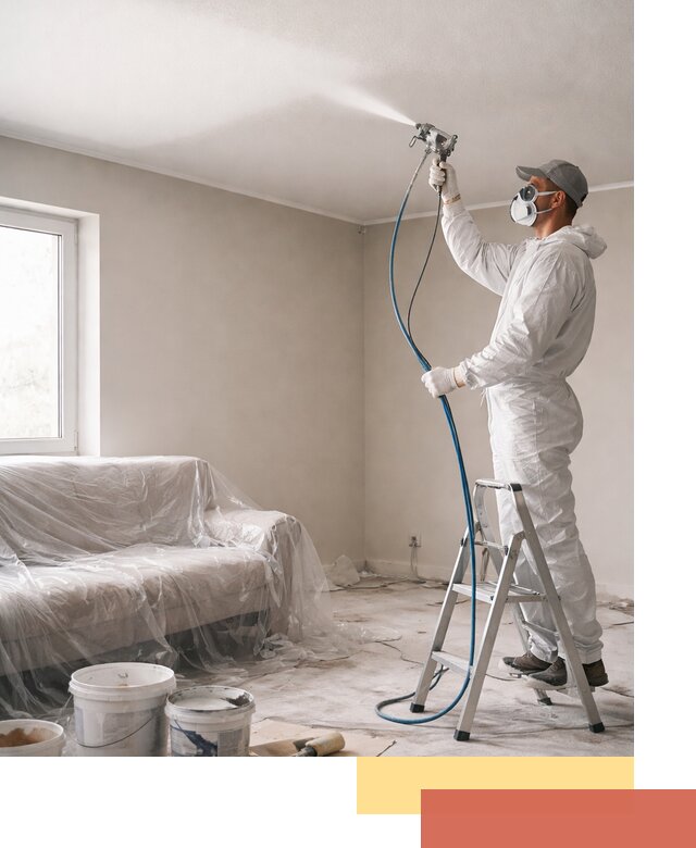 Покраска потолка краскопультом в Махачкале быстро и качественно