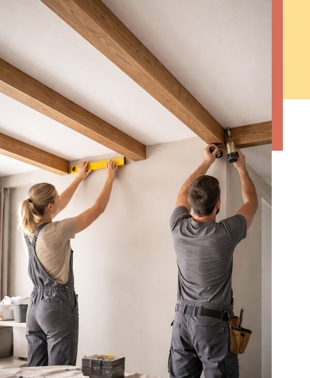 Монтаж декоративных балок на потолок в Махачкале от 4349 руб. — ОТДЕЛОЧНИК-Мхч